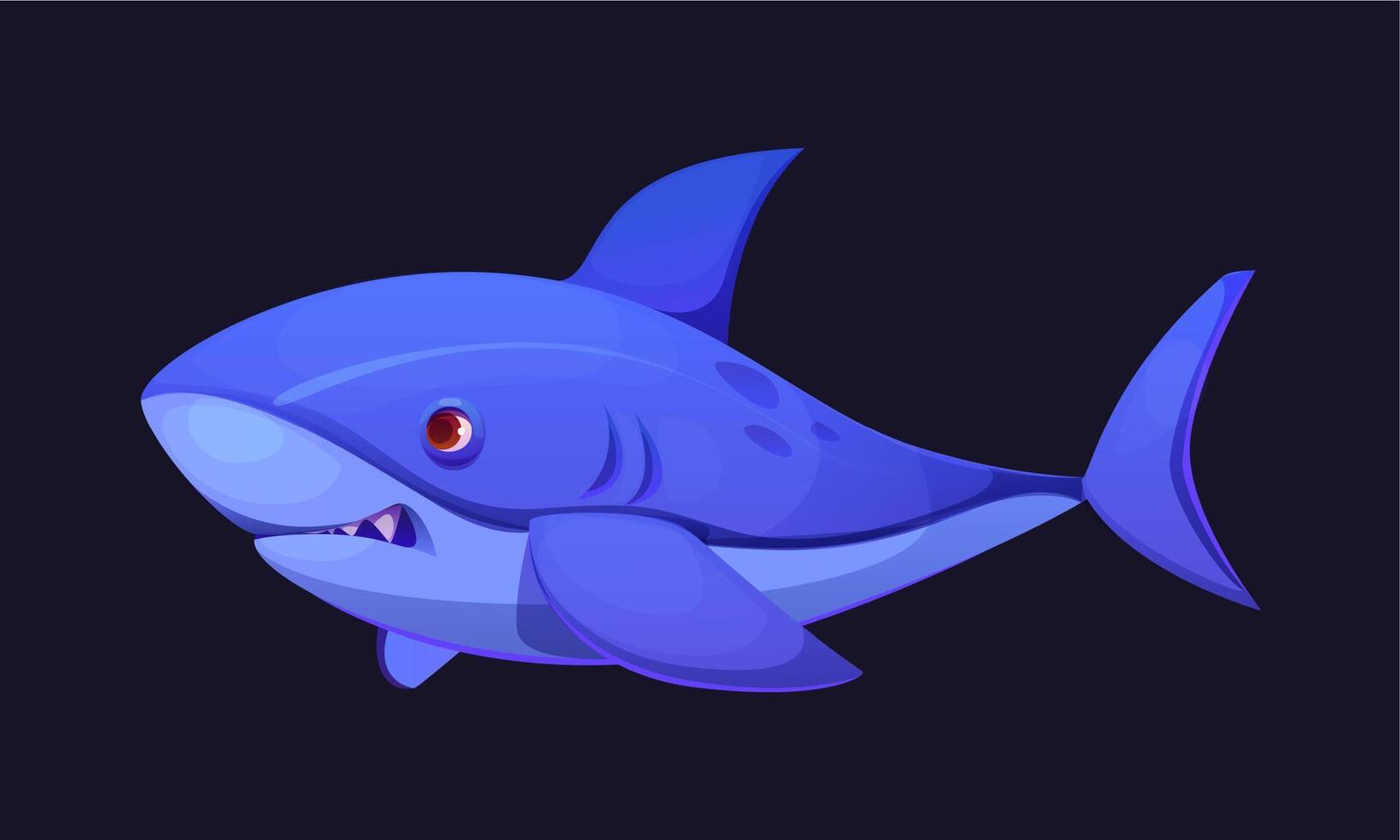 Cartoon shark character, sea animal vector