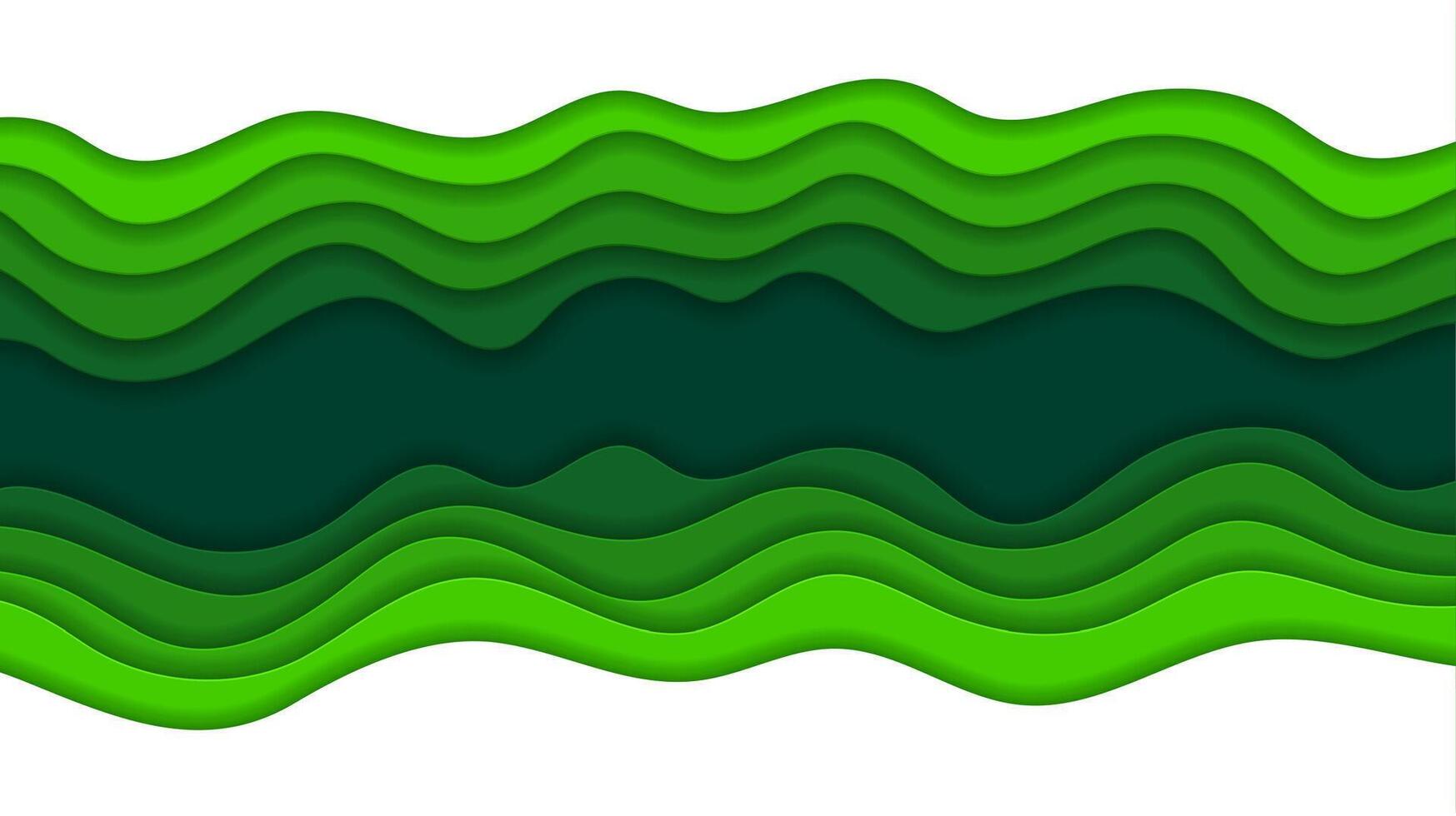 Green paper cut waves ecology 3d background vector