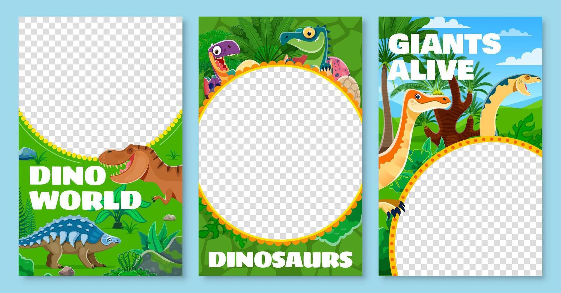Poster templates with prehistoric dinosaurs vector