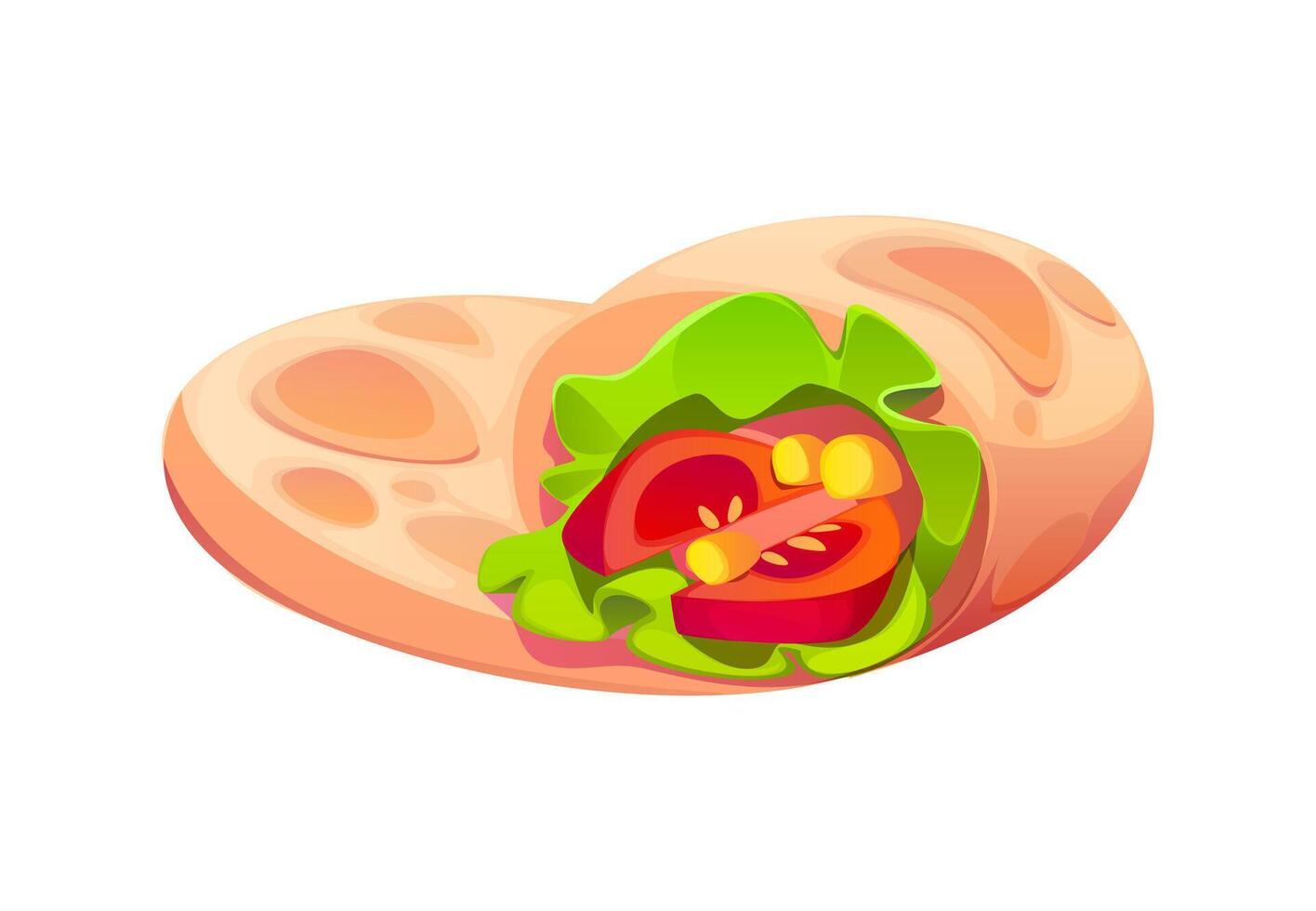 Wrap filled with fresh vegetables and greens vector