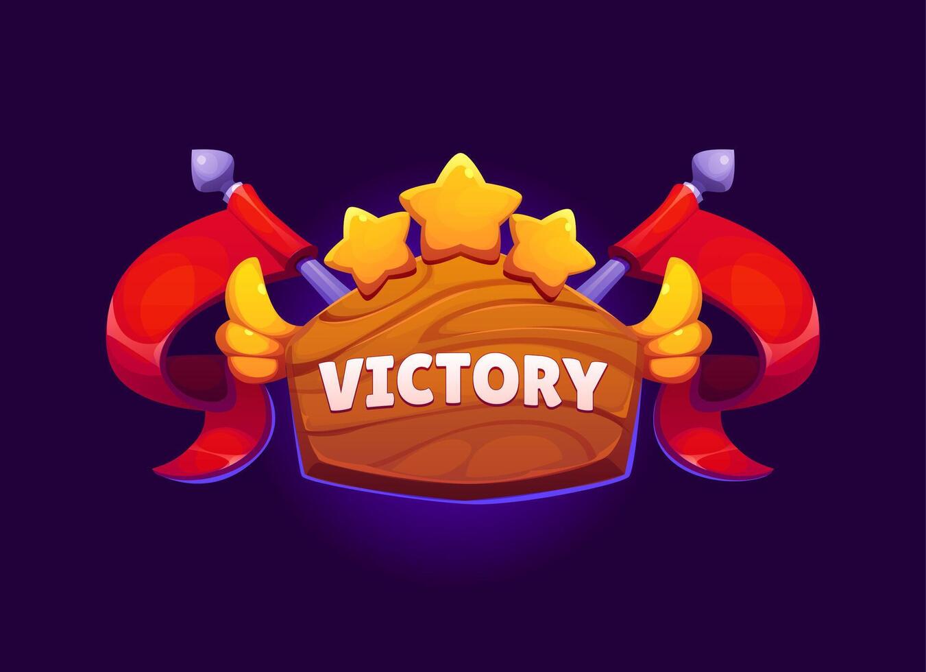 Game victory award icon, ui award badge with stars vector