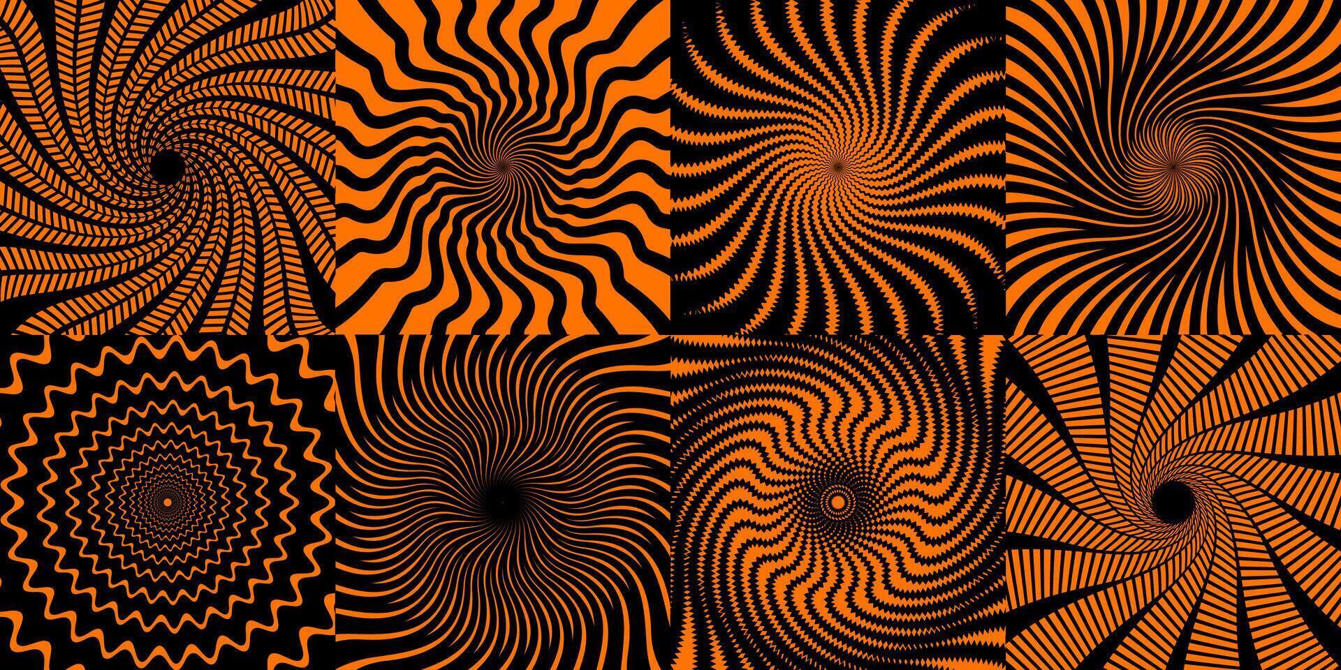 Psychedelic hypnotic Halloween spiral patterns vector