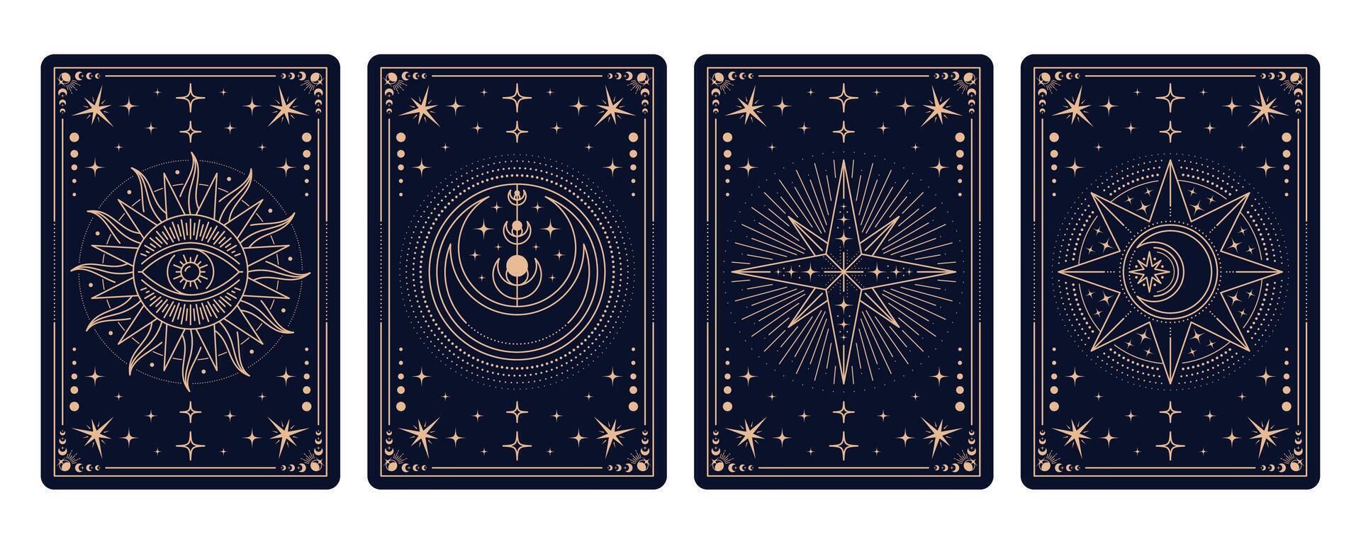 Magic tarot cards, mystic esoteric occult frames vector
