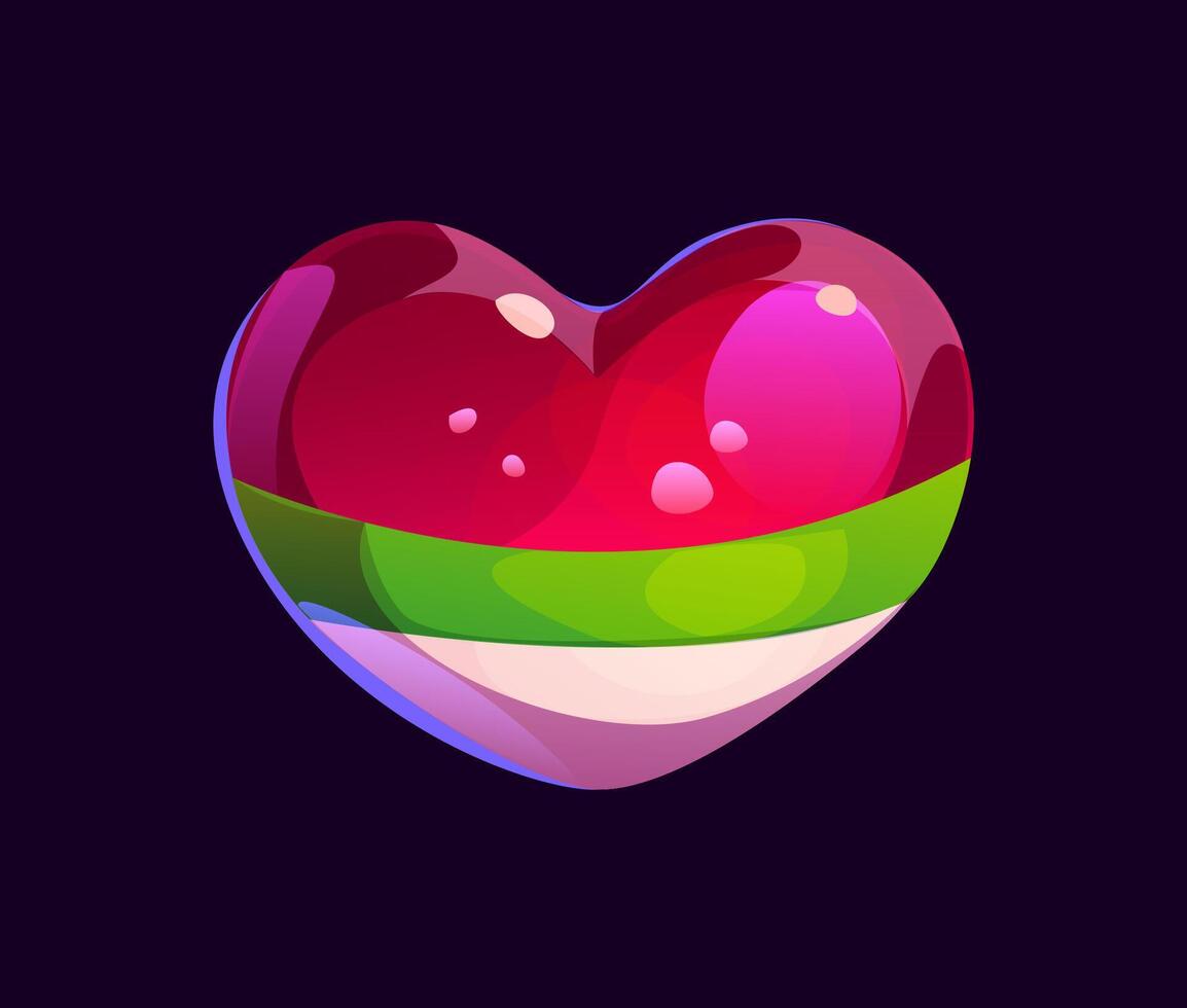 Cartoon heart for game asset, bonus, award trophy vector