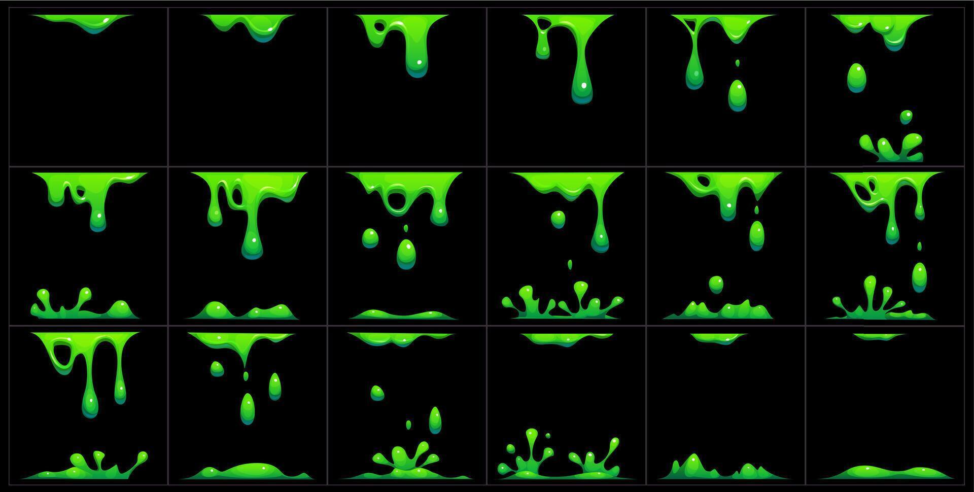 Green slime animated sprite, animation effect vector