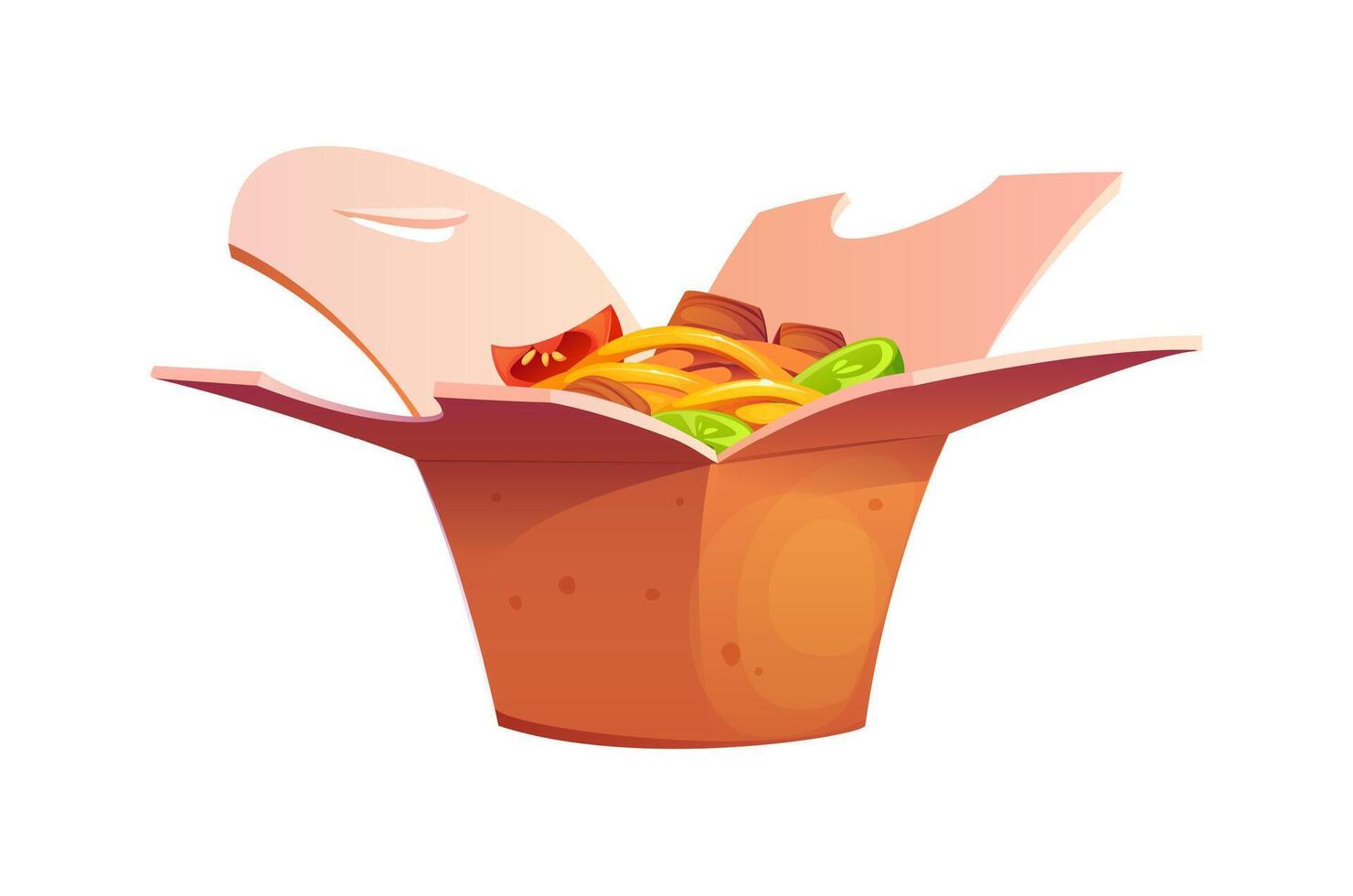 Cartoon fast food takeout box with wok noodles vector