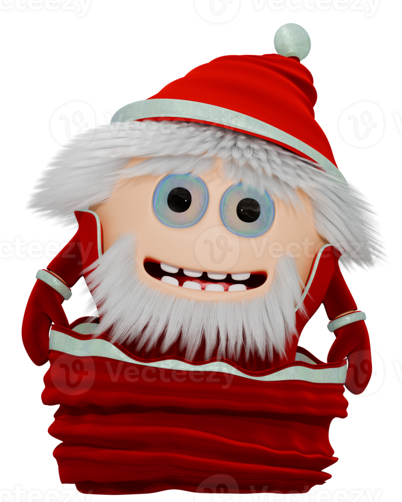 A cartoon santa claus character with a red hat and beard png