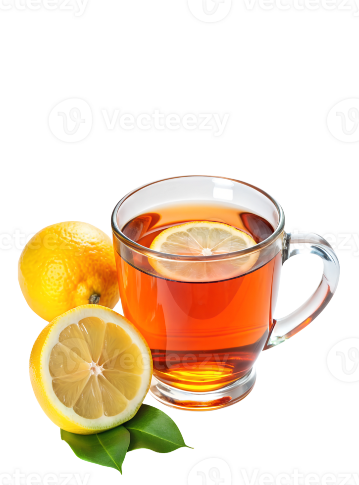 Lemon tea in a glass mug on an isolated background png