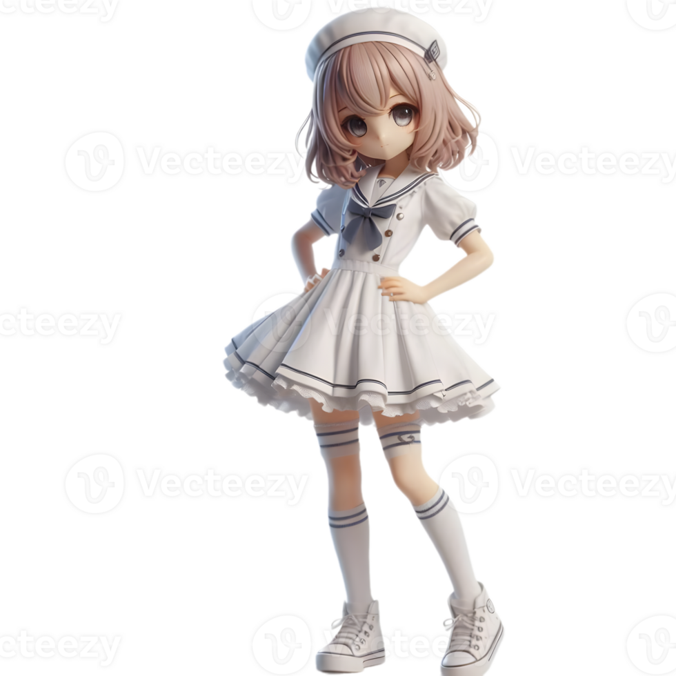 A figurine of a girl in a sailor outfit png