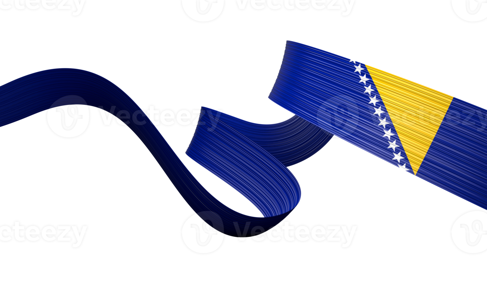 3d Flag Of Bosnia And Herzegovina 3d Wavy Shiny Ribbon Flag 3d Illustration png