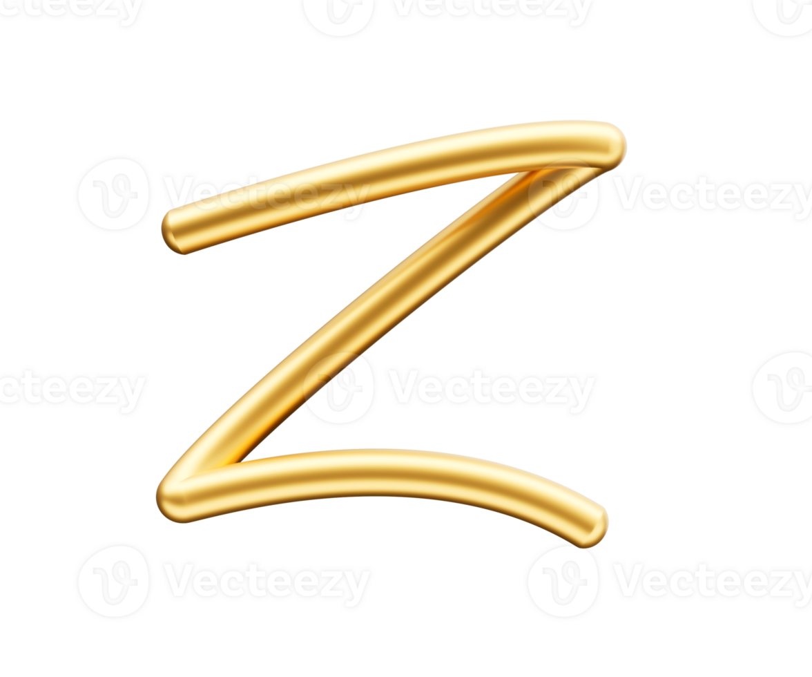 3d Golden Shiny Capital Letter Z Alphabet Z Rounded Inflatable Font 3d Illustration png