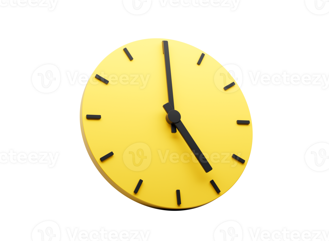 3d Simple Yellow Round Wall Clock 5 O'clock Five O'clock 3d illustration png