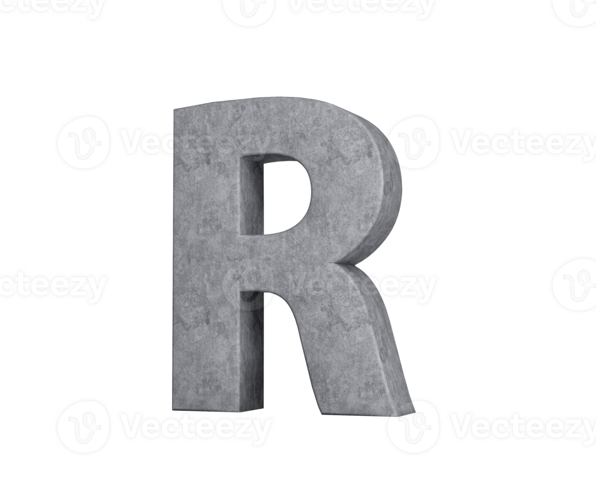 3d Concrete Capital Letter R Alphabet R Made Of Grey Concrete Stone 3d Illustration png