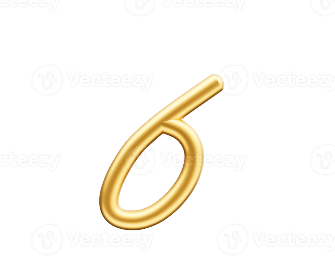 3d Golden Shiny Digit 6 Number Six Rounded Inflatable Font 3d Illustration png