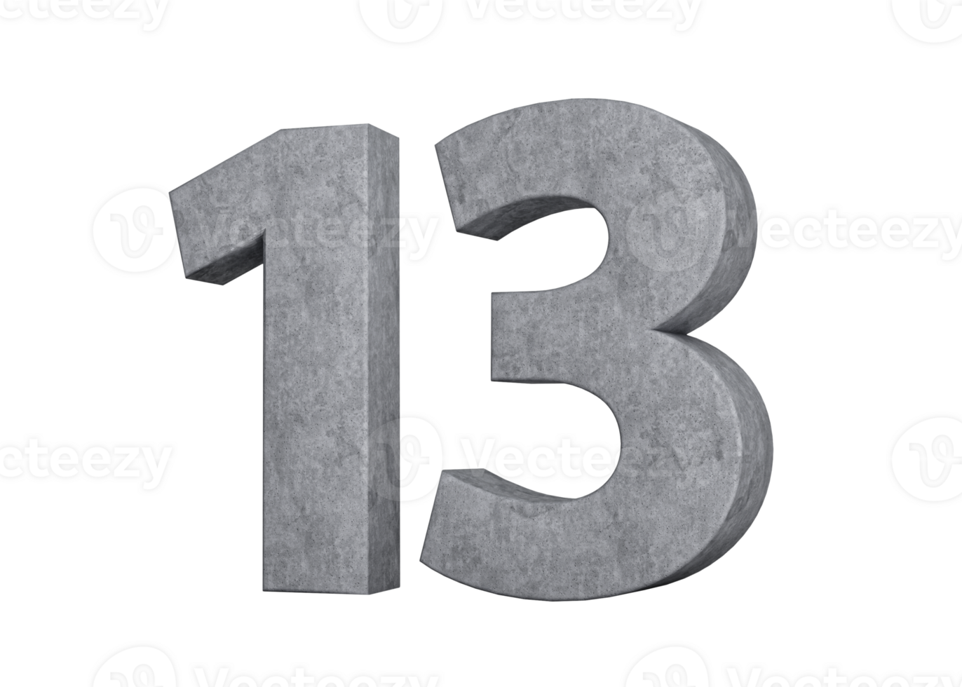3d Concrete Number thirteen 13 Digit Made Of Grey Concrete Stone 3d Illustration png