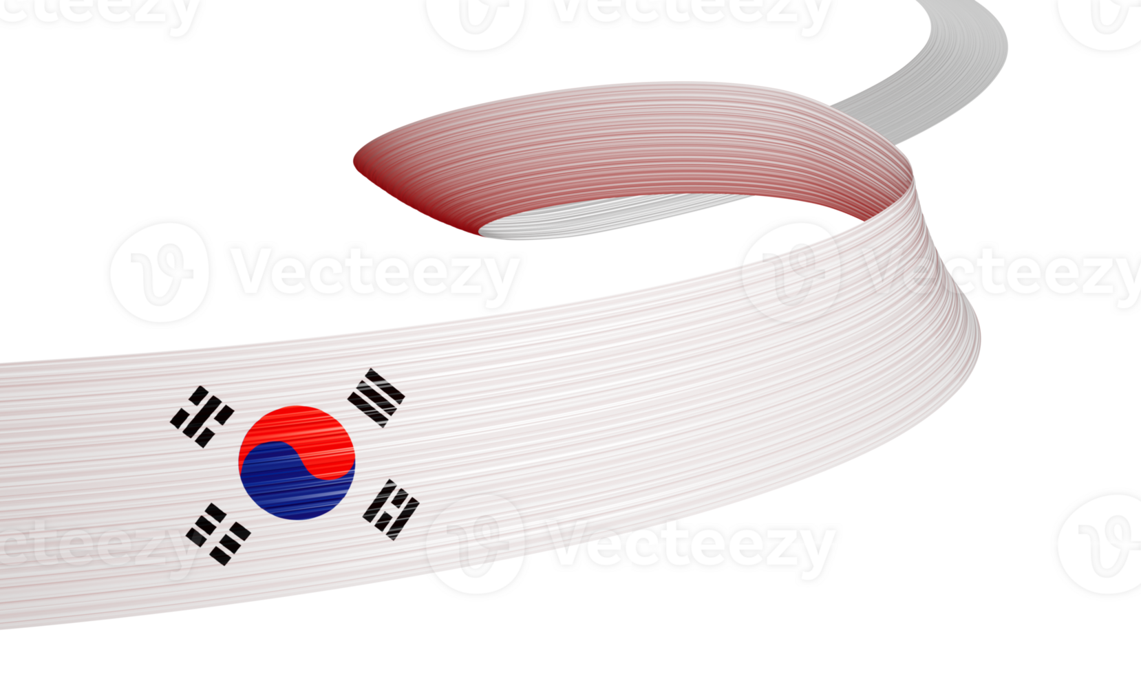 3d Flag Of South Korea 3d Wavy Shiny South Korea Ribbon 3d Illustration png