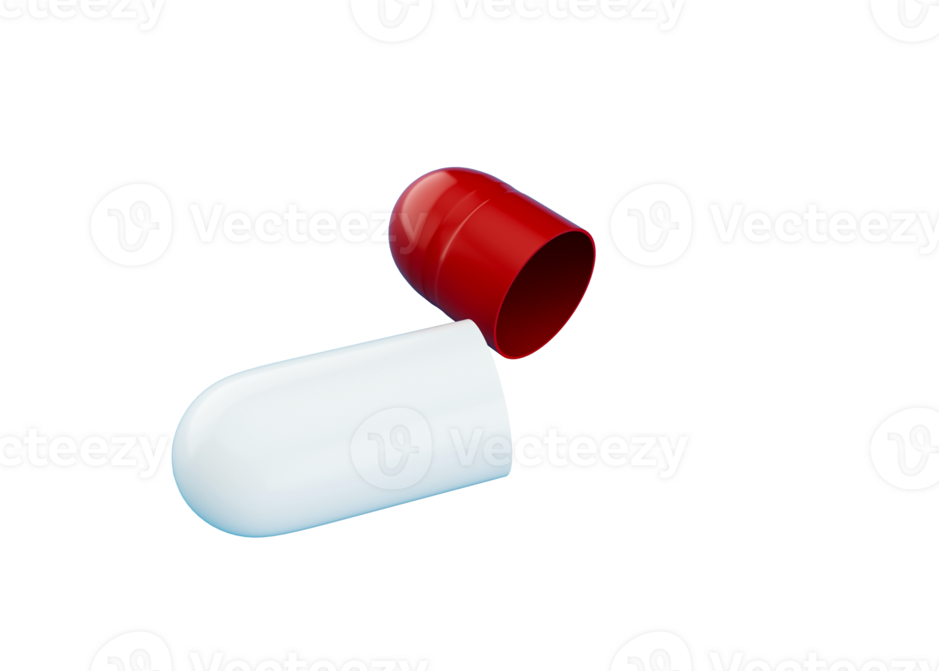 3d Red And White Open Pharmaceutical Antibiotic Capsule, 3d Illustration png
