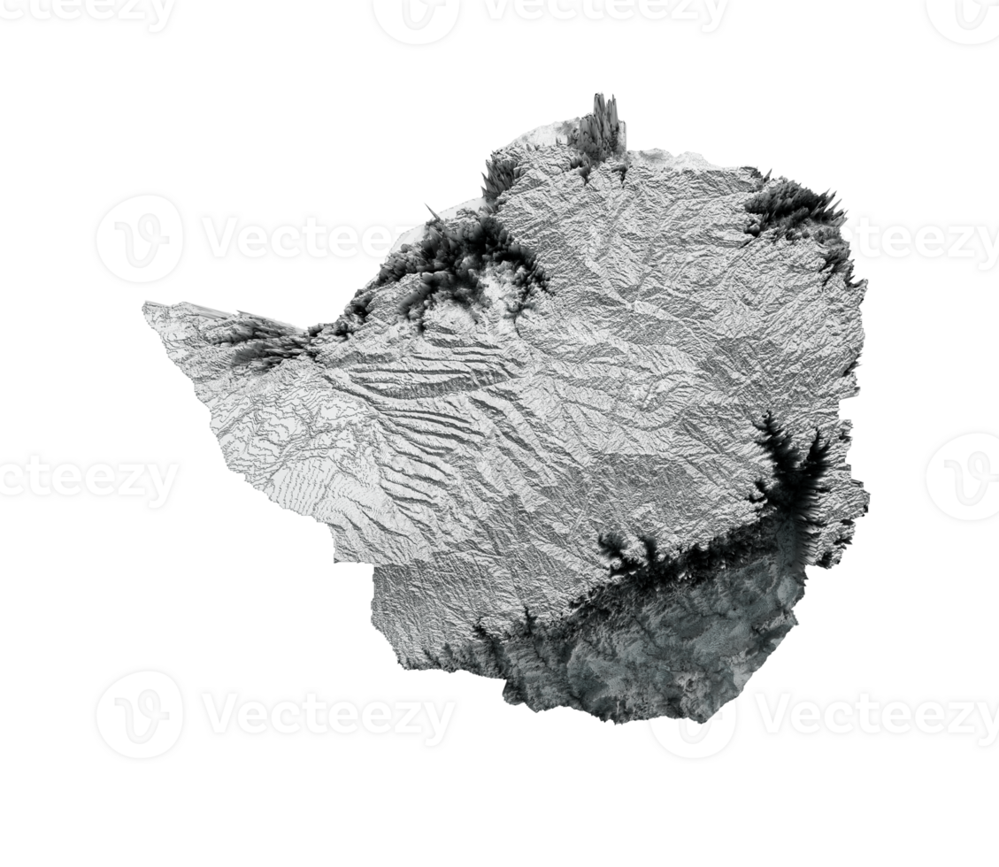 Zimbabwe map 3d realistic Zimbabwe Topographic Map 3d illustration png