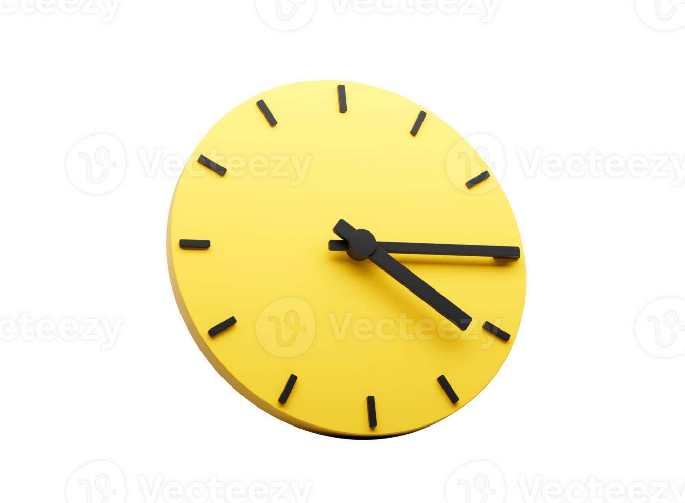3d Simple Yellow Round Wall Clock Four Fifteen Quarter Past Four 3d illustration png