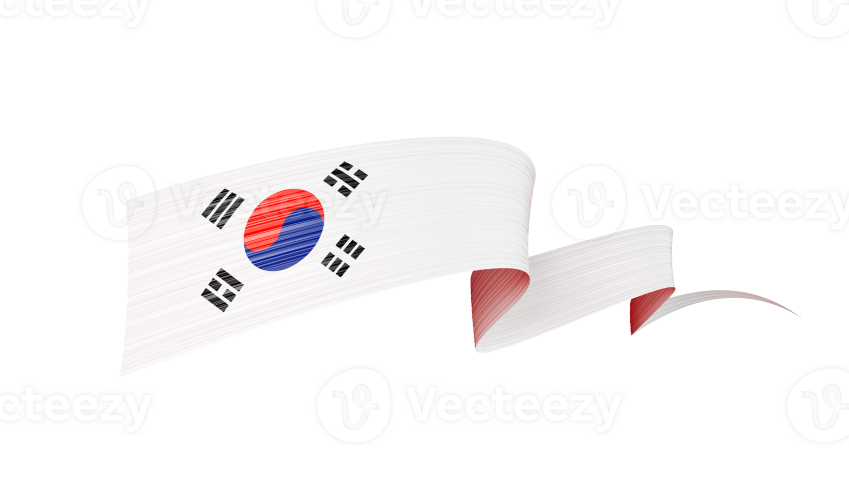 3d Flag Of South Korea 3d Wavy Shiny South Korea Ribbon 3d Illustration png