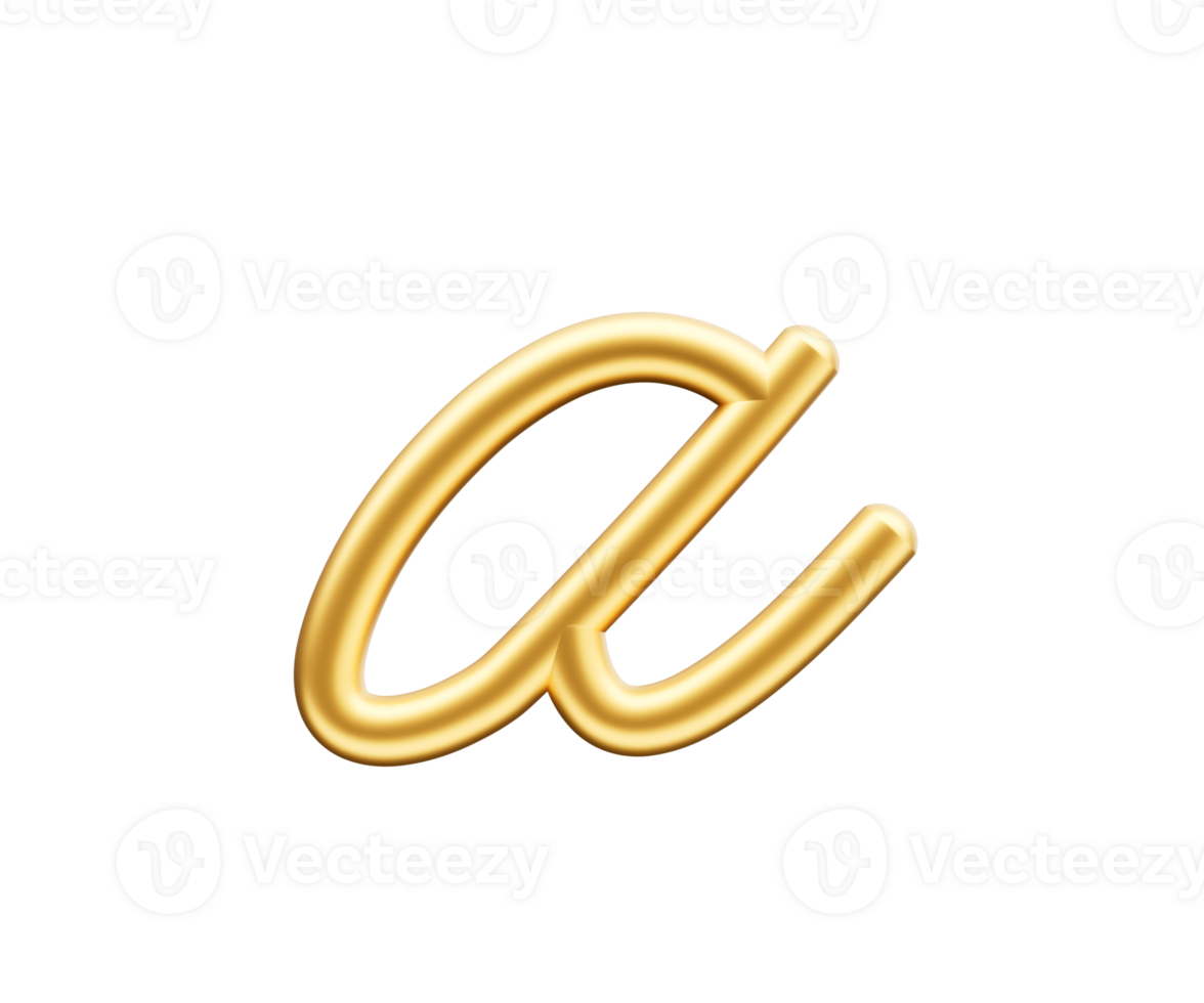 3d Golden Shiny Small Letter a Alphabet a Rounded Inflatable Font 3d Illustration png