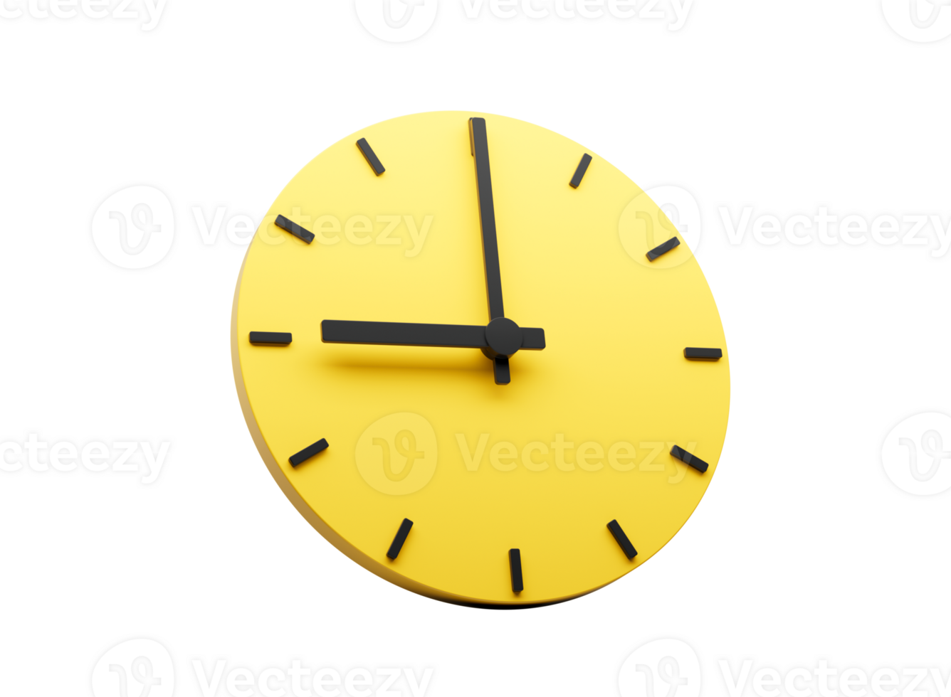 3d einfach Gelb runden Mauer Uhr 9 Uhr neun Uhr 3d Illustration png