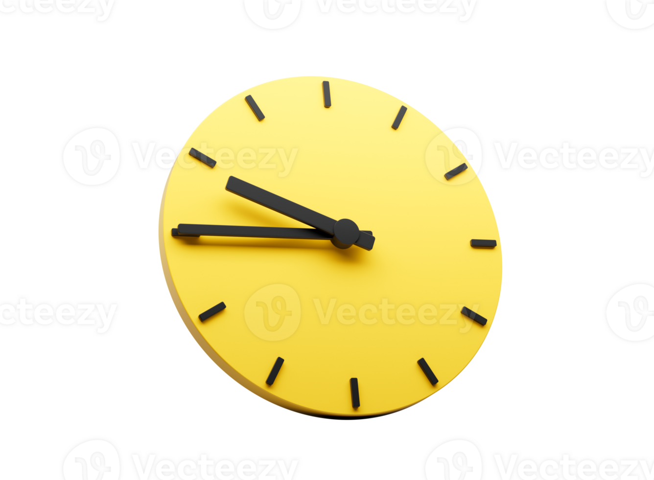 3d Simple Yellow Round Wall Clock Nine Forty Five Quarter To 10 3d illustration png