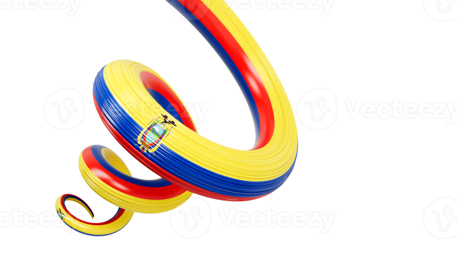 3d Flag of Ecuador 3d Spiral Glossy Twisted Ribbon Flag 3d Illustration png