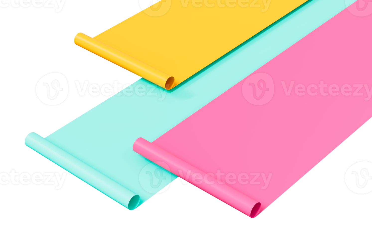Colorful paper sheets roll 3d illustration png
