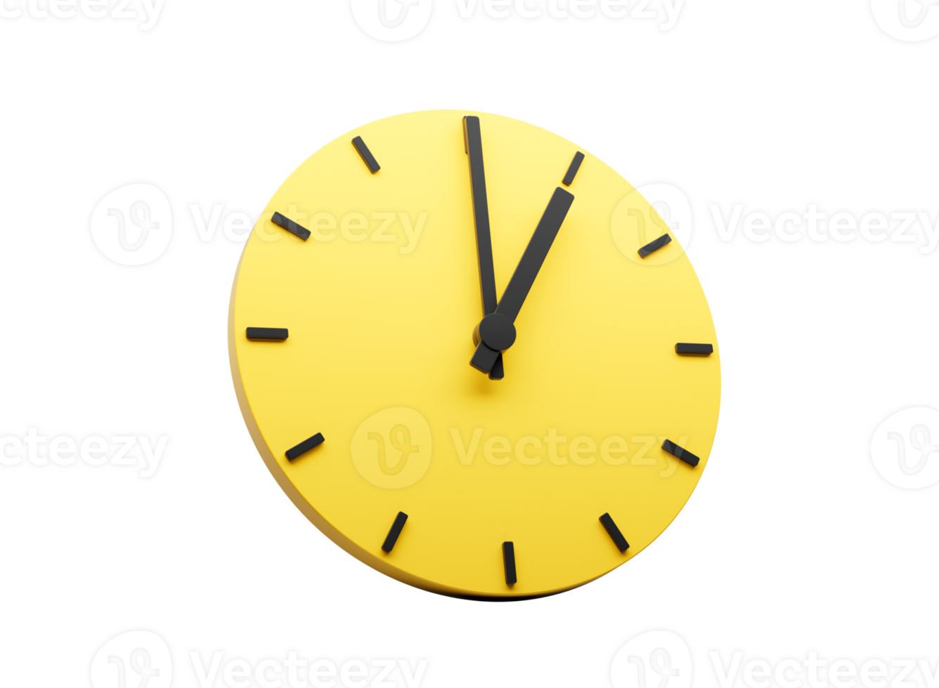 3d Simple Yellow Round Wall Clock 1 O'Clock One O'clock 3d illustration png