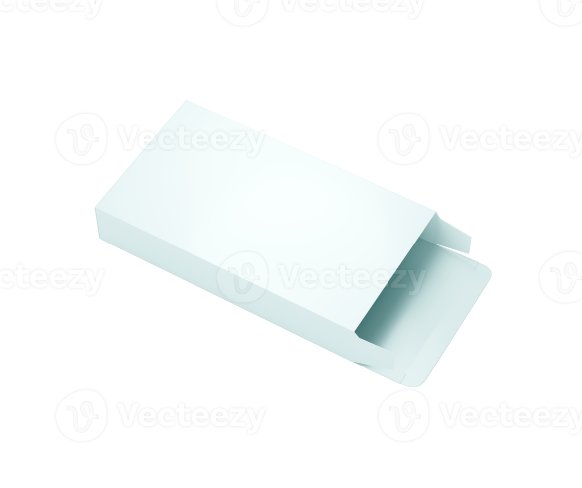 Empty White Open Rectangular Box Mockup For Pharmacy Packaging Concept Top View 3d Illustration png