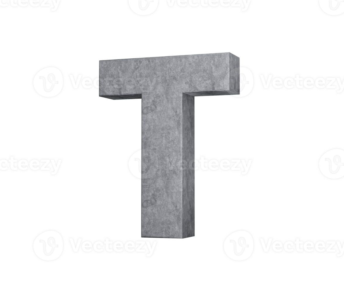3d Concrete Capital Letter T Alphabet T Made Of Grey Concrete Stone 3d Illustration png