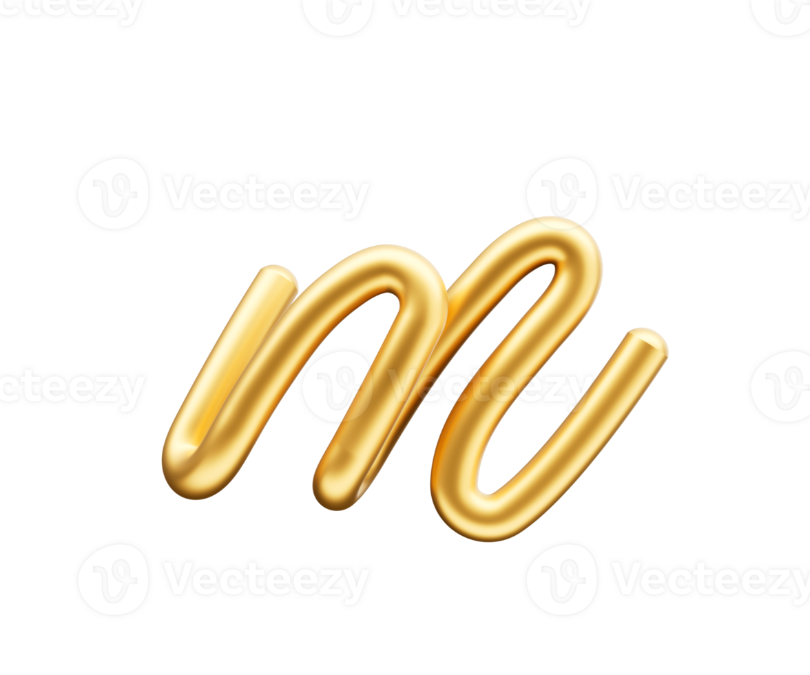3d Golden Shiny Small Letter m Alphabet m Rounded Inflatable Font 3d Illustration png