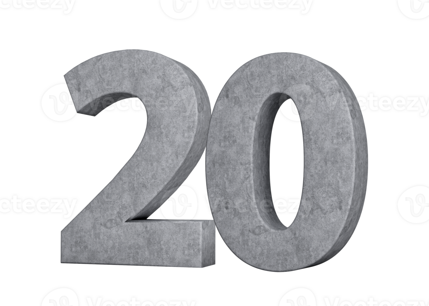 Concrete Number Twenty 20 Digit Made Of Grey Concrete Stone 3d Illustration png