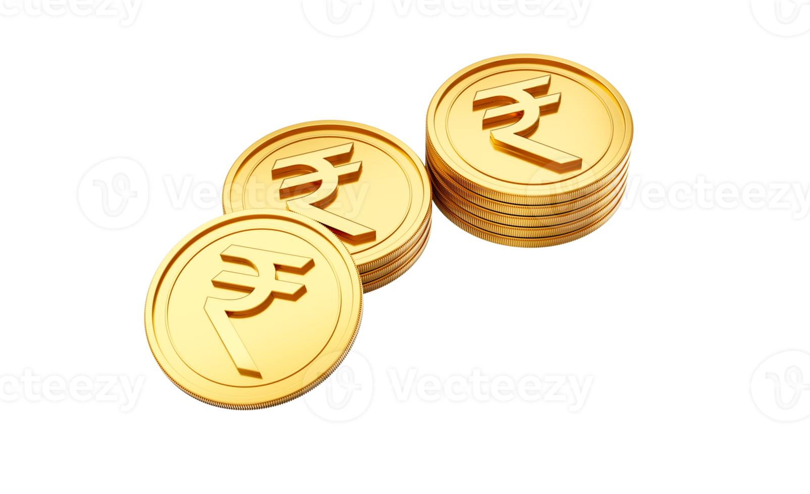 3d Stack Of Golden Indian Rupee Coins Shiny Rounded Coins Stack 3d Illustration png