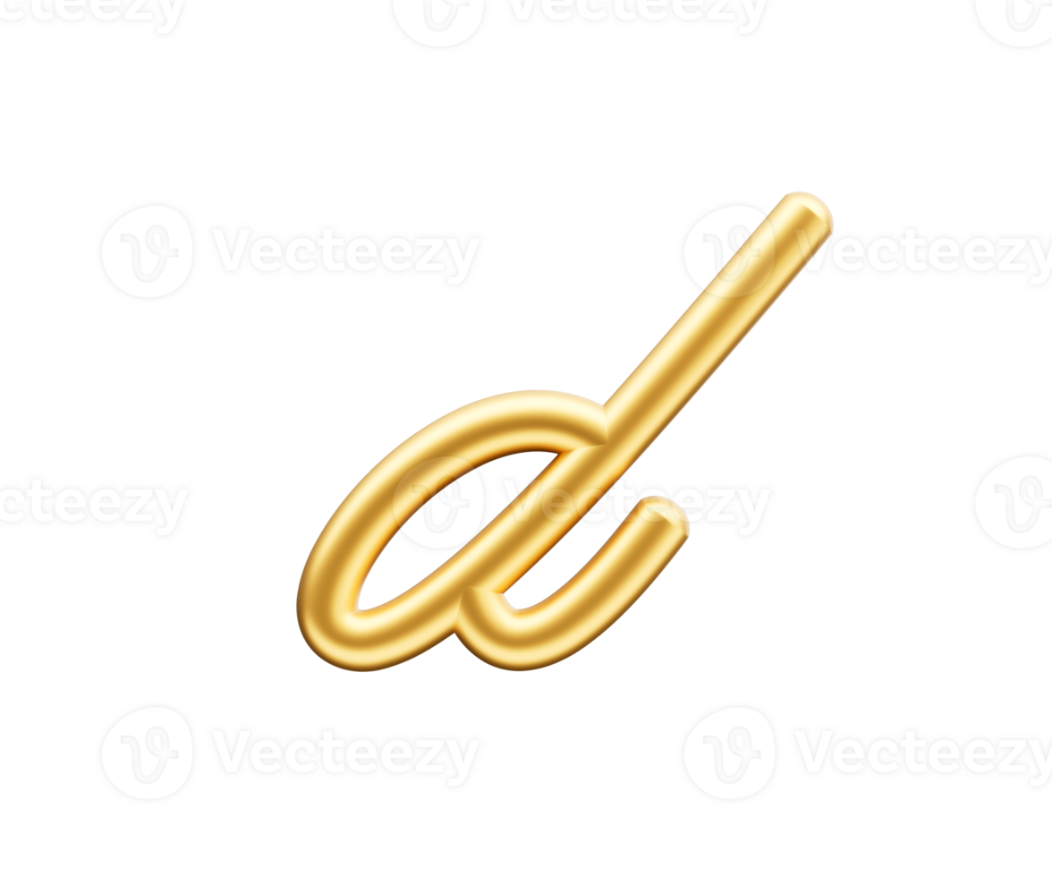 3d Golden Shiny Small Letter d Alphabet d Rounded Inflatable Font 3d Illustration png