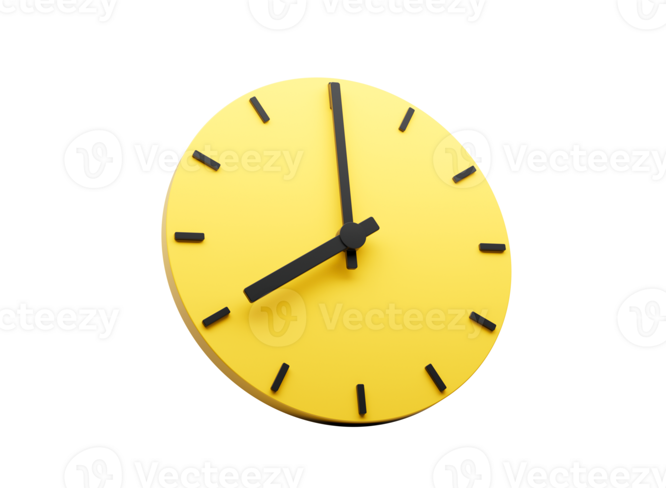 3d Simple Yellow Round Wall Clock 8 O'clock Eight O'clock 3d illustration png