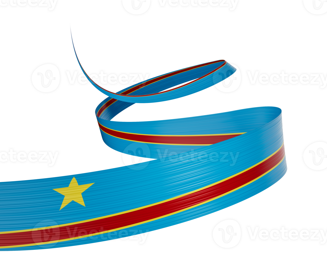 3d Flag Of Democratic Republic Of The Congo 3d Wavy Shiny Ribbon 3d Illustration png