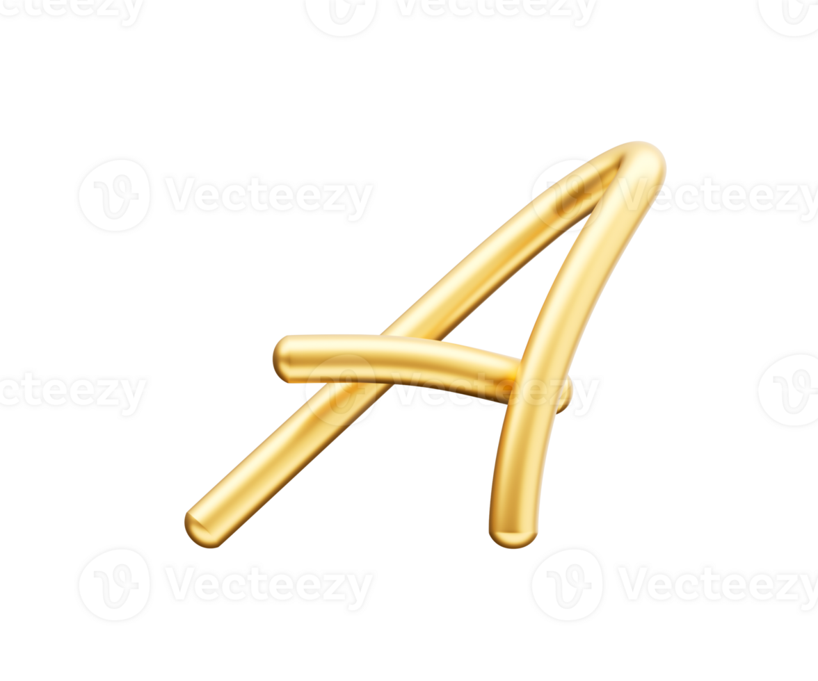 3d Golden Shiny Capital Letter A Alphabet A Rounded Inflatable Font 3d Illustration png
