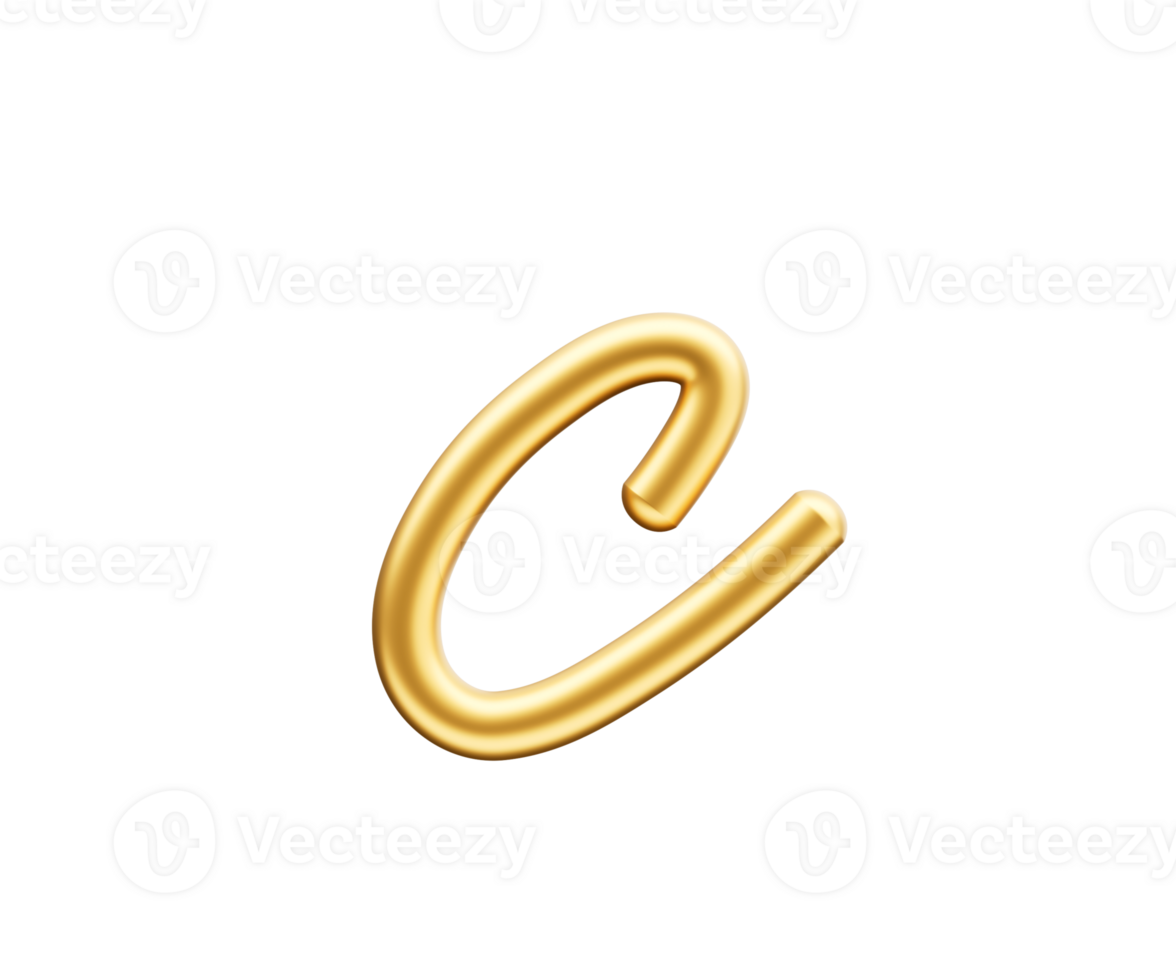 3d Golden Shiny Small Letter c Alphabet c Rounded Inflatable Font 3d Illustration png