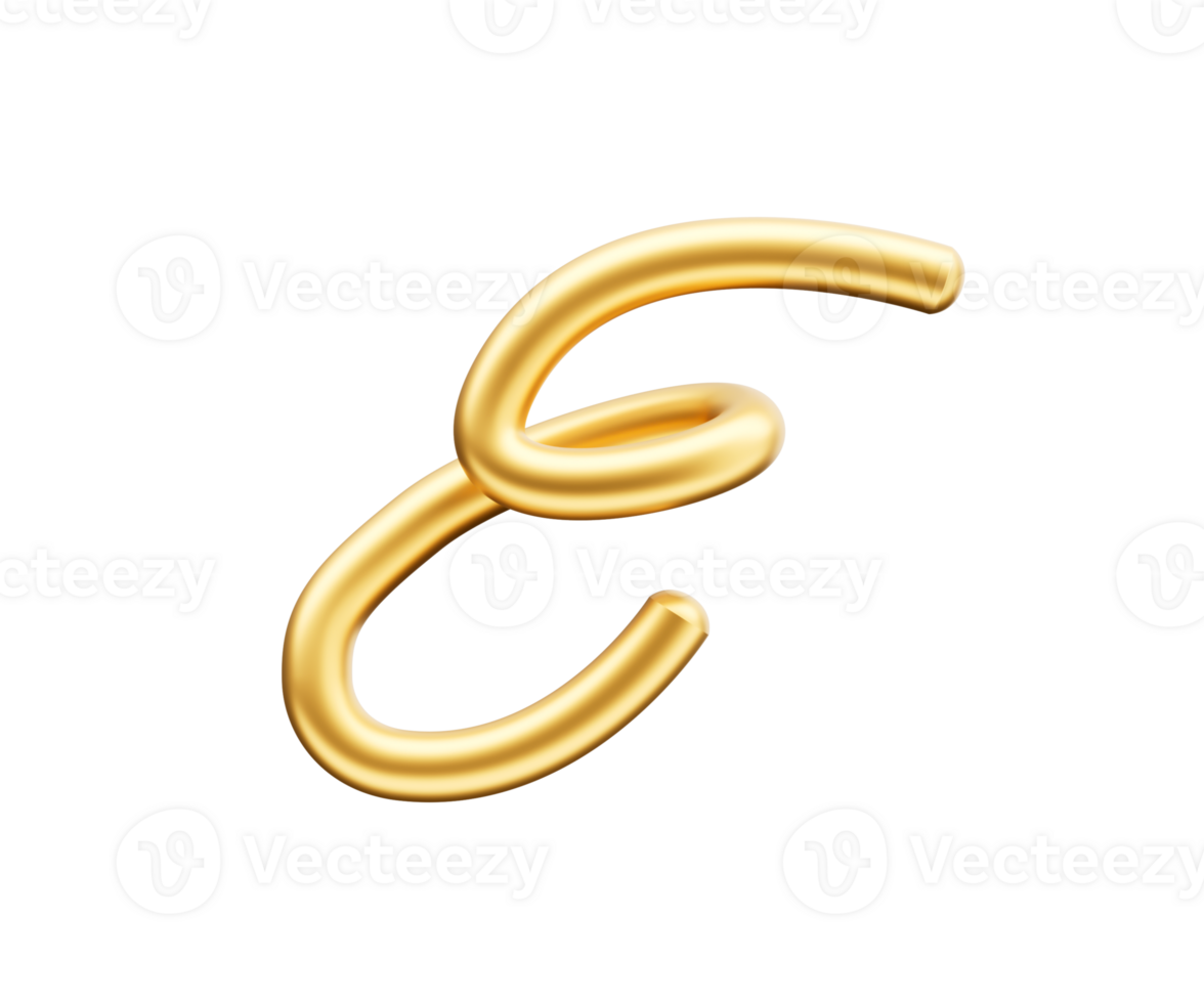 3d Golden Shiny Capital Letter E Alphabet E Rounded Inflatable Font 3d Illustration png