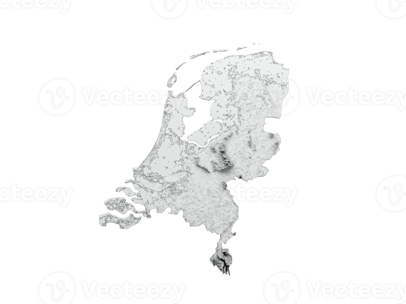 Netherlands Map Flag Shaded relief Color Height map 3d illustration png