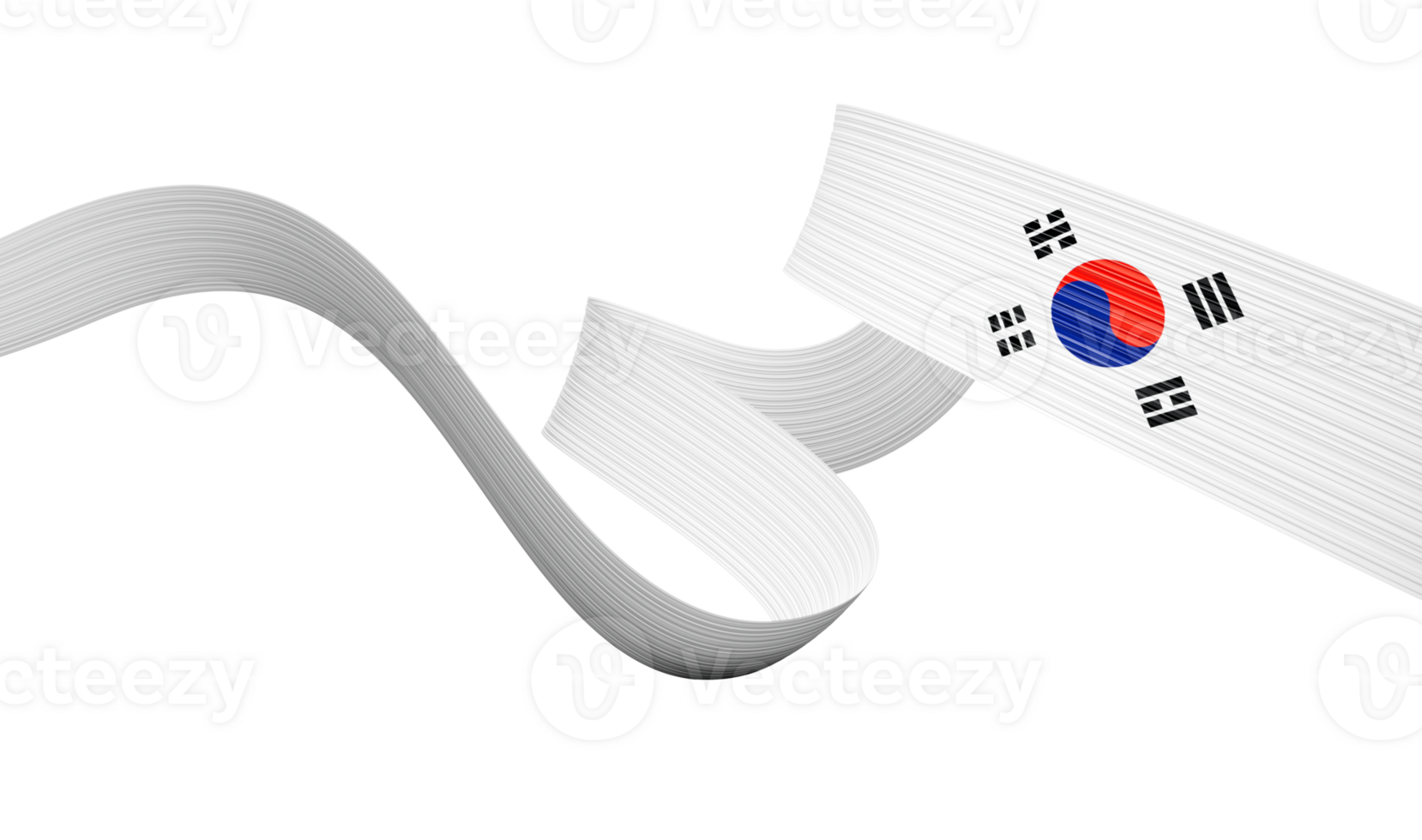 3d Flag Of South Korea 3d Wavy Shiny South Korea Ribbon 3d Illustration png