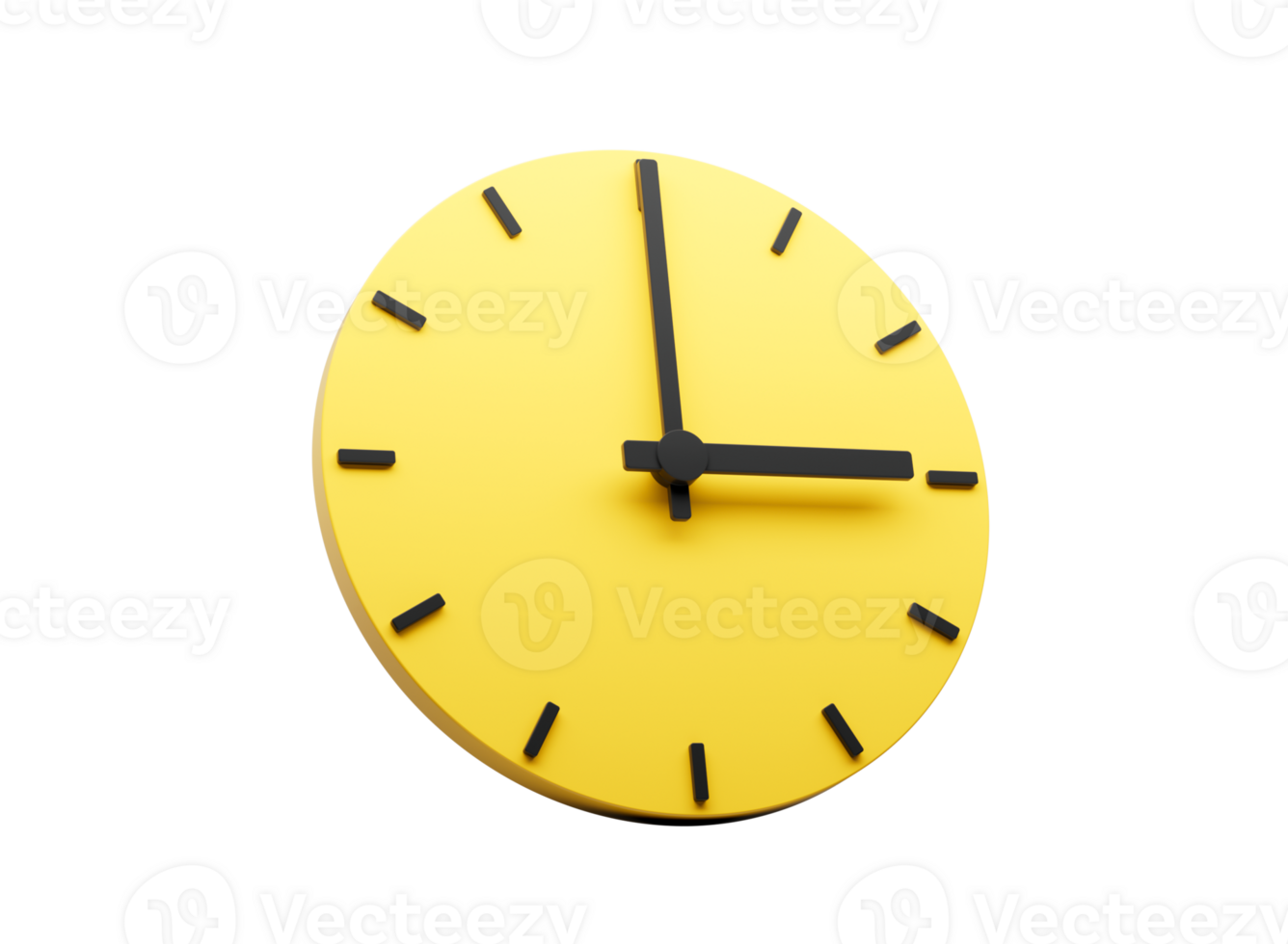 3d Simple Yellow Round Wall Clock 3 O'clock Three O'clock On 3d illustration png