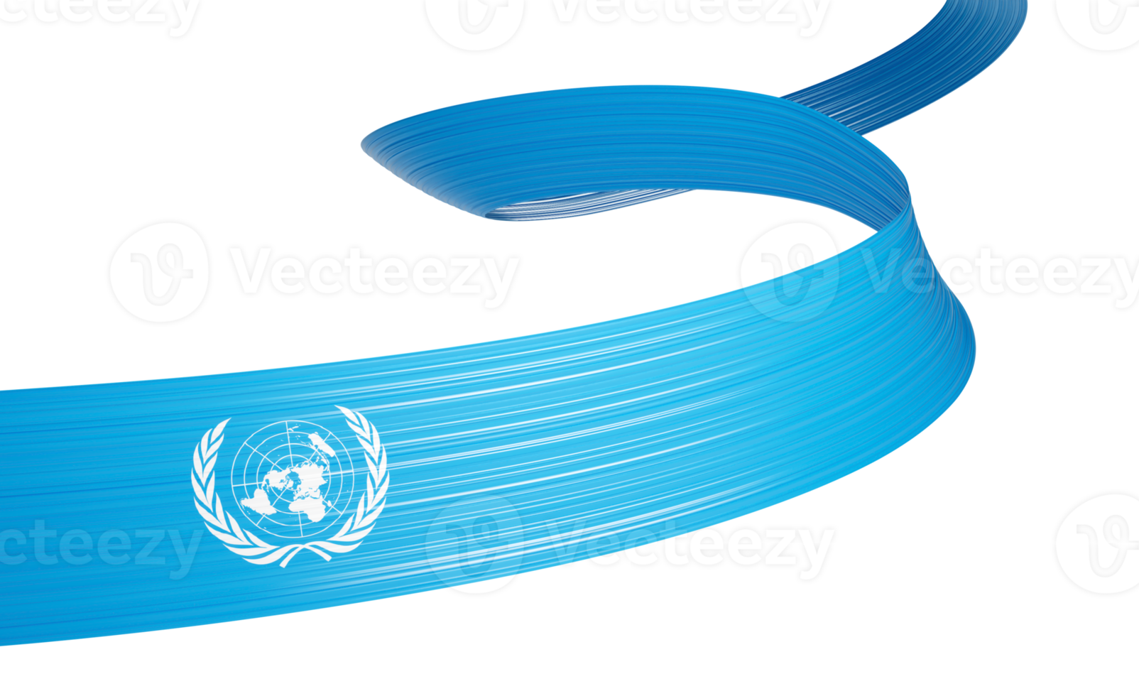 3d Flag Of United Nations Shiny Wavy Awareness Ribbon Flag 3d Illustration png