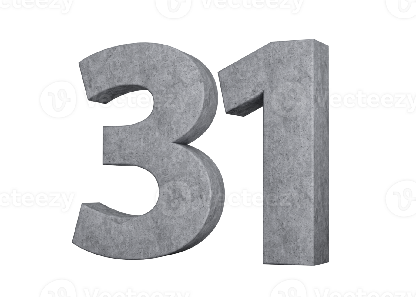 3d Concrete Number thirty one 31 Digit Made Of Grey Concrete Stone 3d Illustration png