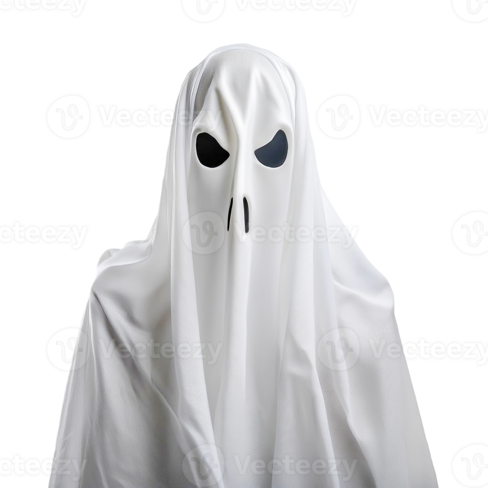 a white ghost with a black eyes png