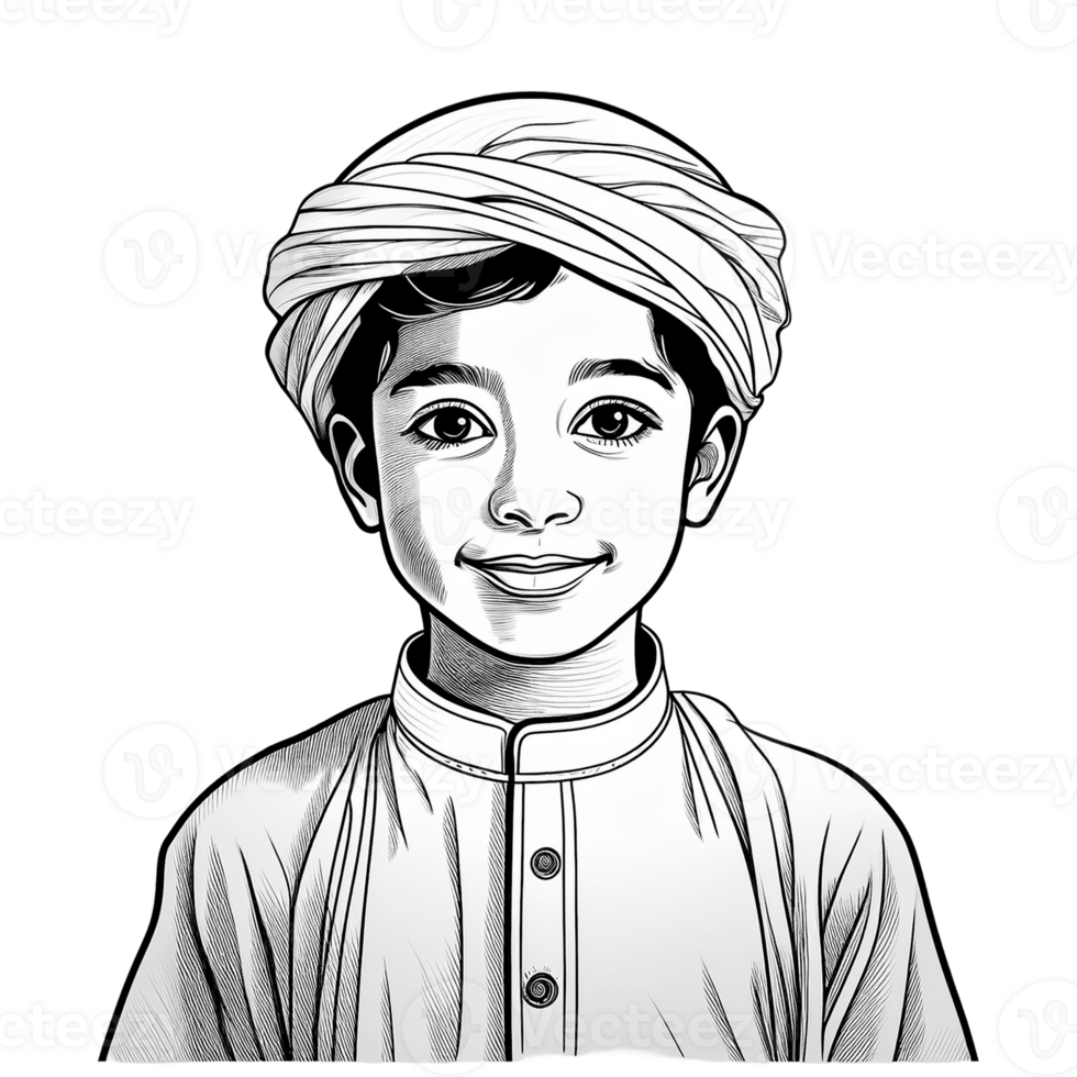An illustration of a boy in traditional clothing png