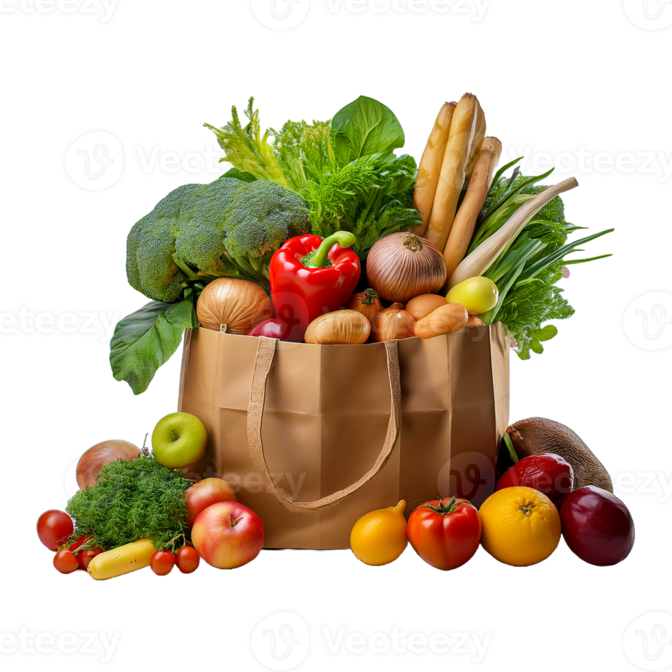 a bag of vegetables and fruits png