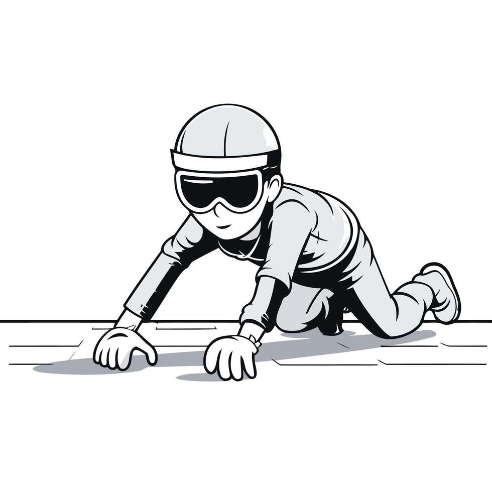 A cartoon character is crawling on the ground vector